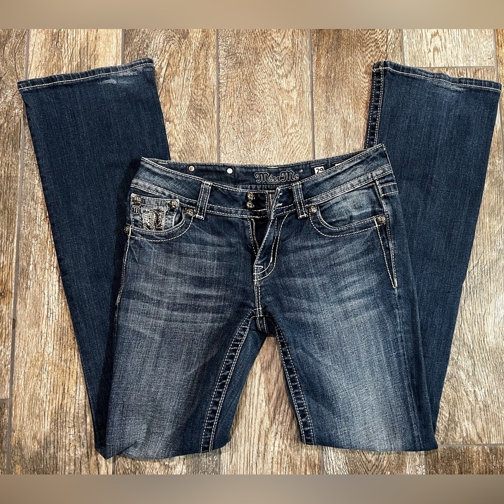 Miss Me Jeans Size 29 JP5124B Boot Cut Embellished Flap Pockets